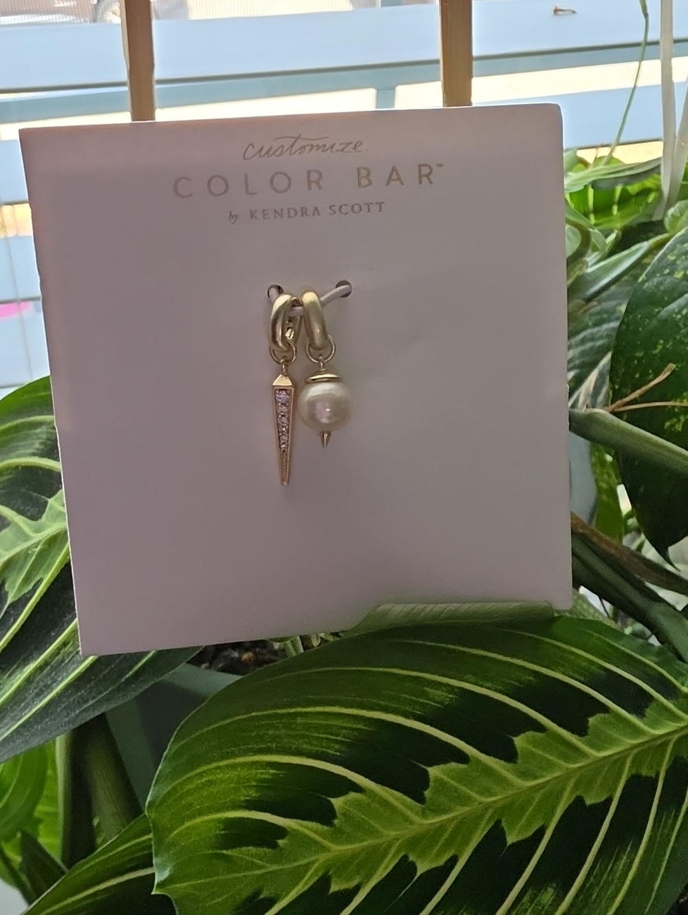 Kendra Scott Gold Pearl and Crystal Spike And PEARL CHARM